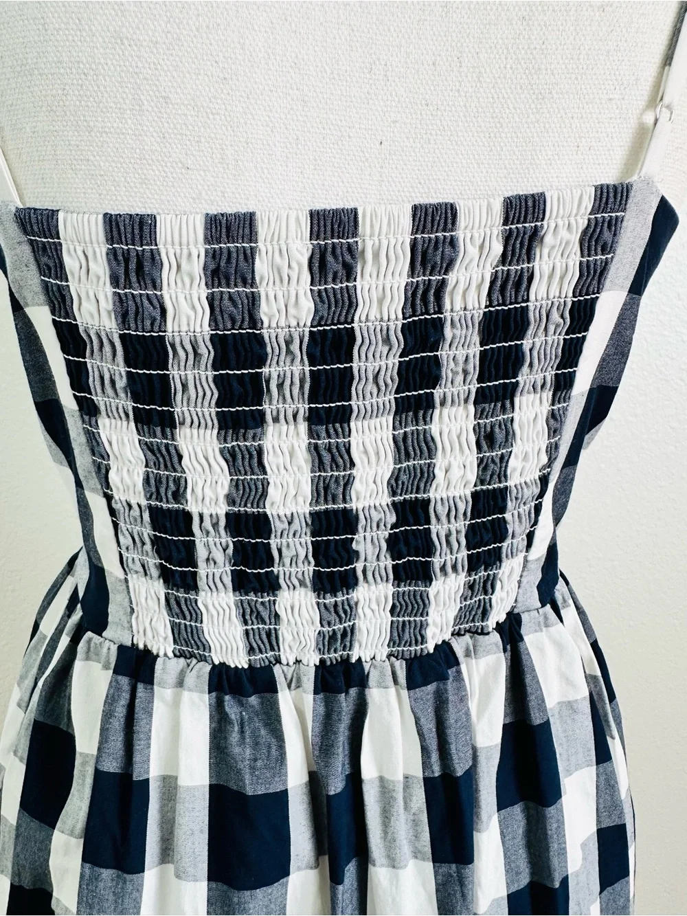 J. Crew Factory Navy and White Gingham Cotton Poplin Maxi Dress Size 12